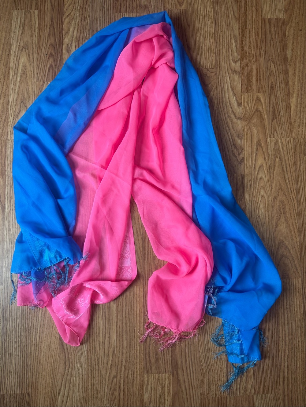& Other Stories Pink and Blue Lightweight Color-Block Scarf